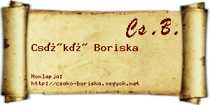 Csákó Boriska névjegykártya